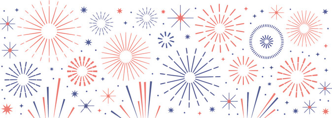 Fireworks background, festive celebration banner, colorful firework display, holiday party invitation, patriotic event design
