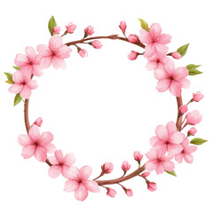 Fototapeta premium Watercolor icon of a wreath made of cherry blossoms