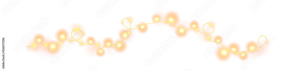 Poster a garland of golden bulbs with a warm glow and smooth curves. ideal for creating festive, decorative