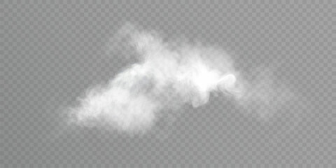 White cloud of magical smoke with realistic swirls on a transparent background. Ideal for creating fantasy scenes, spells and mystical visualizations.