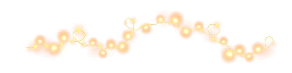 A garland of golden bulbs with a warm glow and smooth curves. Ideal for creating festive, decorative and magical compositions in digital design.