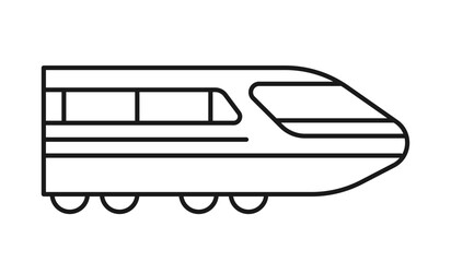 Train icon. Modern high speed train symbol. Train line art style vector editable line width. PNG transparent