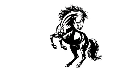 Obraz premium Rearing Horse Line Art Dark Background