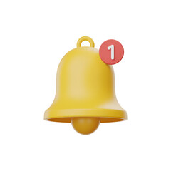 Golden bell with notification marker illustrates new alerts against a transparent background, conveying a sense of immediacy and attention