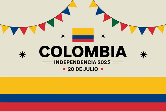 Colombia Independence Day banner, independencia 2025, 20 de julio, patriotic celebration, national holiday, festive design, flag background