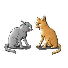 Angry Cats Confrontation Illustration.