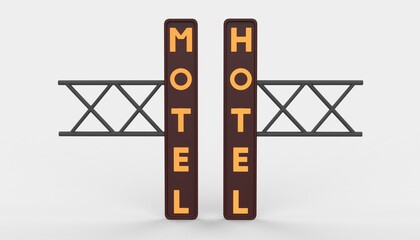 hotel motel neon sign 3D model