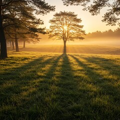 Fototapeta premium sunset in the field