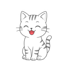 Happy tabby kitten cartoon.
