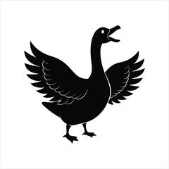 Black Goose Silhouette with Raised Wings