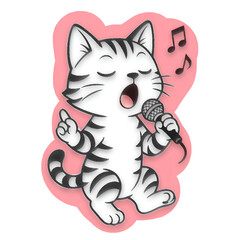 Singing Cartoon Cat Illustration.