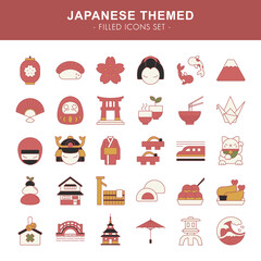 Japanese themed - filled icons set	
