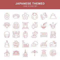 Japanese themed - line icons set	
