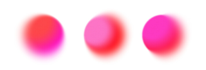 A collection of blurred red and pink gradient circles with noise and grainy textures