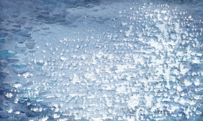 Ripples on the sea. Watercolor landscape