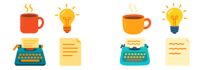 Fototapeta premium Coffee and light bulbs represent creativity and inspiration during a productive work session at home