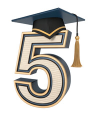 Graduation cap icon number five
