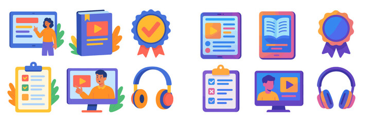 Visual representation of online learning tools and resources for educational engagement and assessment methods