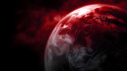 Glowing red map of rising temperature over grayscale globe model