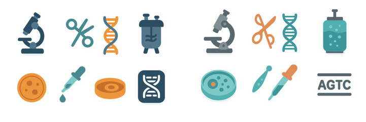 Microscopes, DNA strands, and laboratory instruments used in scientific research and experimentation at a modern lab facility