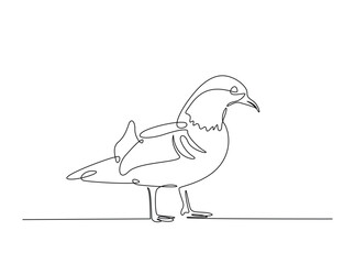 Cute mandarin duck draw in single outline illustration. Continuous line art drawing of mandarin duck.