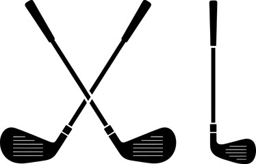 Black golf clubs crossed and upright vector illustration graphic design set sport equipment