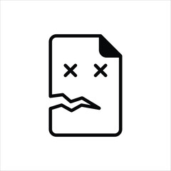 Broken File Icon. Corrupted file symbol. Vector Illustration for web design. Isolated on white background.