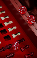 Red Chess Cubes As Part Of Chinese Chess Set