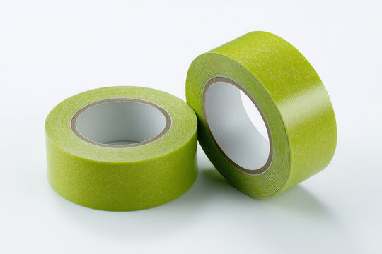 This Pair of Green Washi Tapes on a White Background