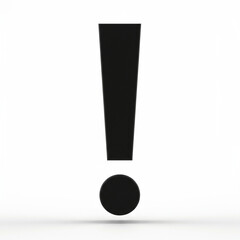 Dark exclamation mark symbol and icon representing warning. An exclamation point signifying danger, attention, and alert for something important on white background