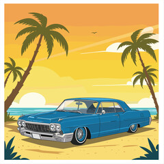 Classic Car Emblem Circle Logo Vector Art Design. Ready Made Vintage Car Logo Vector Art Illustration. Best for Classic Logo Design