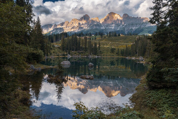 small alpine lake in the Dolomites