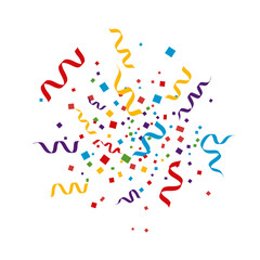 Colorful celebration with a vibrant explosion of paint splashes and falling confetti patterns