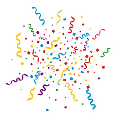 Colorful celebration with a vibrant explosion of paint splashes and falling confetti patterns