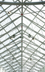 Metal ceiling symmertry  glass door to absorb sunlight