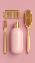 Elegant Rose Gold Hair Styling Tool Set Perfect for Professional and Home Use on a Soft Pink Background Ideal for All Your Styling Needs