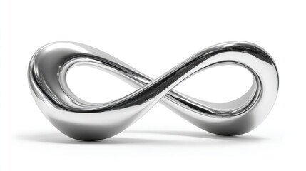 Fototapeta premium An infinity symbol made up of shiny metal square tubing on an isolated white studio background - 3D render.