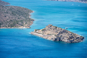 picturesque landscape with a view of the mountains and the sea on the island of Crete