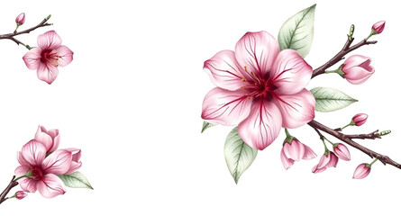 Naklejka premium cherry blossom drawing, sakura petals vector, cherry blossom floral design, cherry blossom isolated, cherry blossom icon, cherry blossom graphic, pink cherry bloom, cherry blossom decorative, cherry b