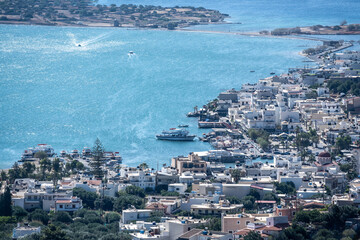 picturesque landscape with a view of the mountains and the sea on the island of Crete
