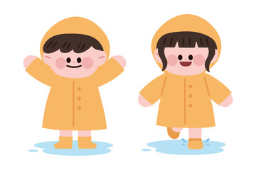 우비 입은 어린이 캐릭터