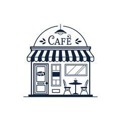 cafe,cafe Center silhouette logo vector line art logo design