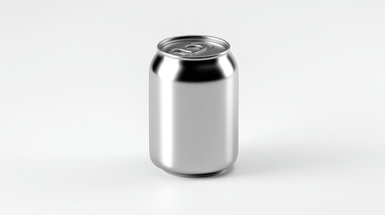 A minimalist 3d of a simple can (closed), clean glossy metallic style, isometric view. Isolated on a seamless white background. 3d illustration.