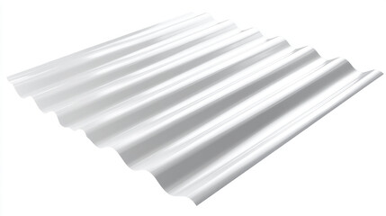 Fototapeta premium A minimalist 3dof a segment of corrugated metal roofing, clean stylized metallic texture, isometric view. Isolated on a white background. 3d illustration.