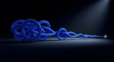 Abstract Blue Swirling 3D Render Knotted Design