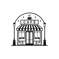cafe,cafe Center silhouette logo vector line art logo design