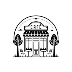 cafe,cafe Center silhouette logo vector line art logo design
