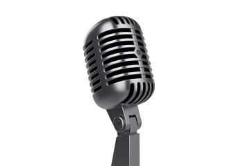 Fototapeta premium Classic vintage silver microphone isolated on transparent background for audio recording