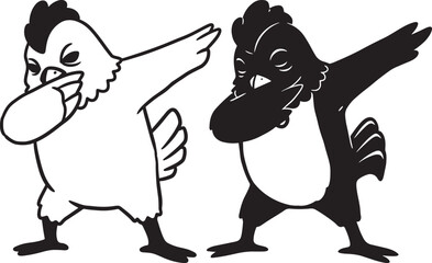 Fototapeta premium Hen dabbing silhouette vector illustration