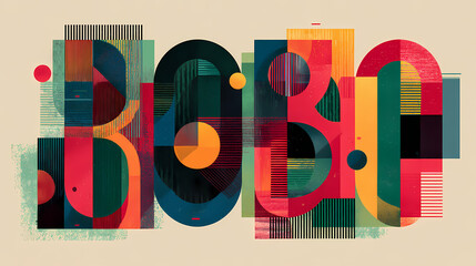 fractured iconography. | sharp edge masking | mid-century advertising | brutalist graphics | Alphabet, numbers illustration. trendy brutalist geometric font style. riso, risograph print effect. big